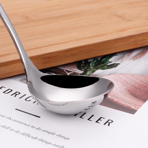 Mafier 2 oz. Soup Ladles SUS304 Stainless Steel Gravy Ladle for Serving,9.5 Inch Sauce Ladel Spoon(Silver)(Set of 2) - Image 4