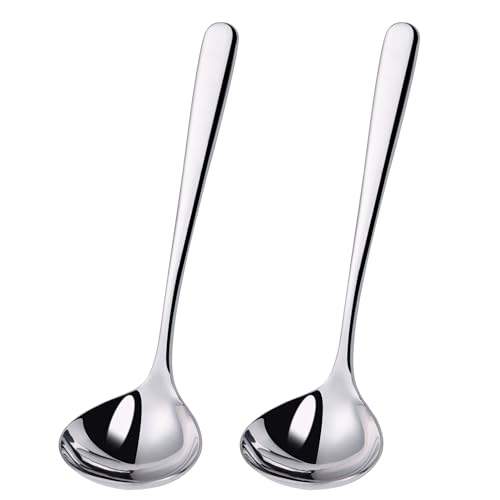 Mafier 2 oz. Soup Ladles SUS304 Stainless Steel Gravy Ladle for Serving,9.5 Inch Sauce Ladel Spoon(Silver)(Set of 2) - Image 1