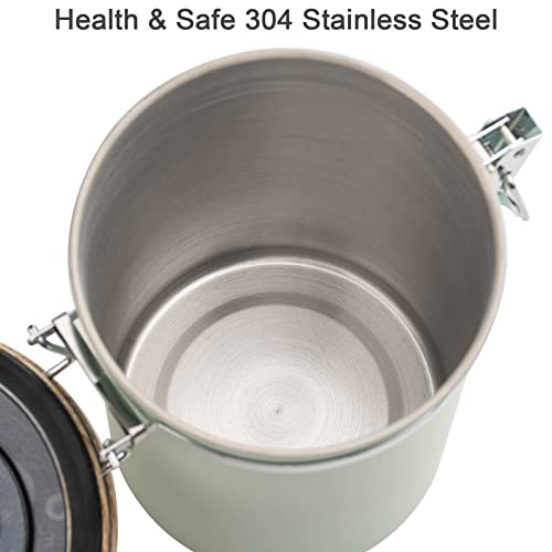 TEDSWAIT Coffee Canisters Airtight Coffee Bean Storage Container Kitchen Stainless Steel Food Storage Container with Scoop Date Tracker & CO2 Valve 61Fl Oz (Green) - Image 5