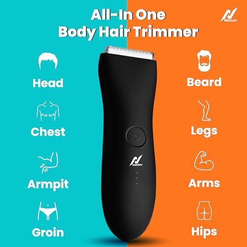 NexLev All in One Body Trimmer for Men | Suitable for Beard, Body, Balls, Pubic Hair, Private Parts | 90 Min Runtime |Type C | IPX 7 Waterproof | No Nicks No Cuts | 2 Safety Combs| Extra Blade | TM-02 - Image 2