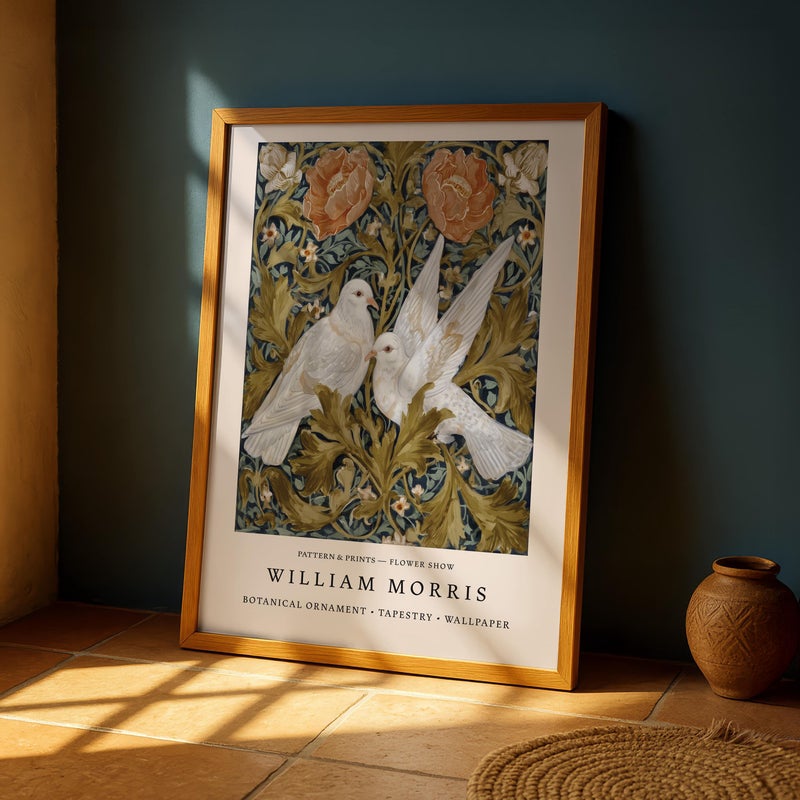 TNESSENTIAL William Morris Dove Wall Art Print, Botanical Poster Bird Print, Art Nouveau Floral, Woodland Cottagecore Living Room Decor – White Doves - Image 5