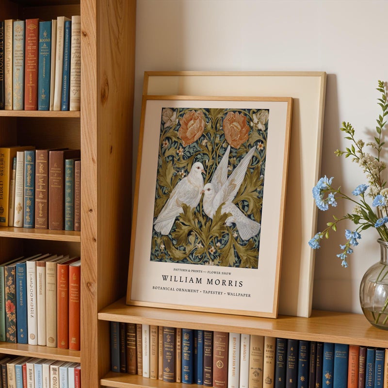 TNESSENTIAL William Morris Dove Wall Art Print, Botanical Poster Bird Print, Art Nouveau Floral, Woodland Cottagecore Living Room Decor – White Doves - Image 4