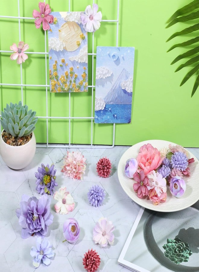 Sliverdew 30 PCS Artificial Flowers Heads, Purple Flowers Mix Silk Flower, Mini Flower Rose Daisy Multicolor Flowerss, Fake Daisy Heads Bulk Silk Faux Rose DIY Cake Decor - Image 4