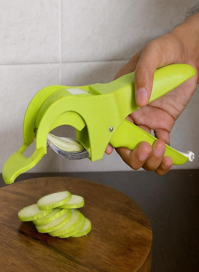 شريا قطاعة ومبشرة خضراوات 2 في 1 بشفرات من الفولاذ المقاوم للصدأ، متعددة الاستخدامات، يدوية لتقطيع وتقشير الفواكه، أداة مطبخ يدوية لسهولة الطهي، مزودة بنظام قفل بلاستيكي - Image 5