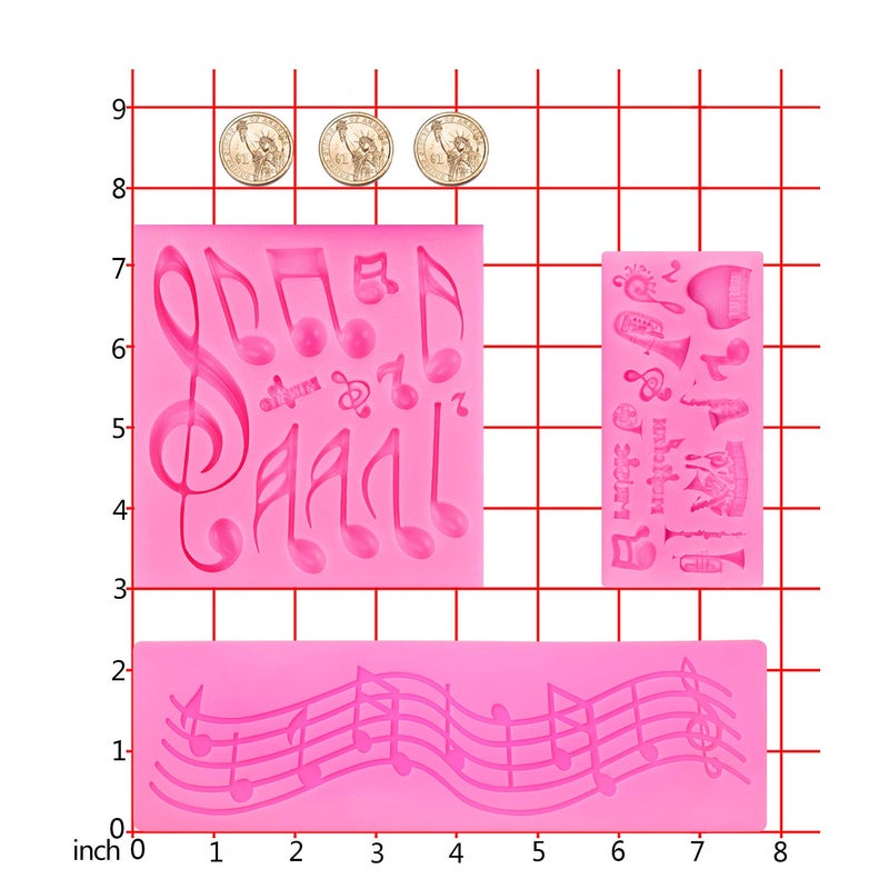 BOAO 3 Pieces Music Note Fondant Mold Music Note Lace Mat Silicone Musical Candy Mold for Cake Decoration - Image 3