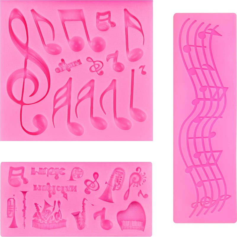 BOAO 3 Pieces Music Note Fondant Mold Music Note Lace Mat Silicone Musical Candy Mold for Cake Decoration - Image 1