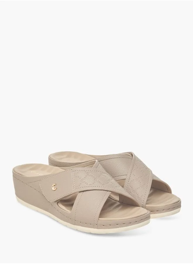 Le Confort Women Textured Slip-On Cross Strap Sandals