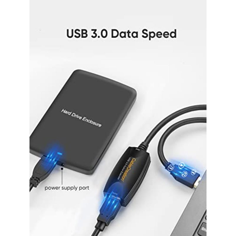 VR gaming and motion tracking applications, braided nylon cable, black, 5-meter length with signal booster for stable high-speed data transfer - Image 5
