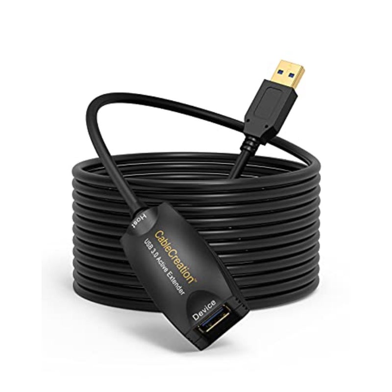 VR gaming and motion tracking applications, braided nylon cable, black, 5-meter length with signal booster for stable high-speed data transfer - Image 1