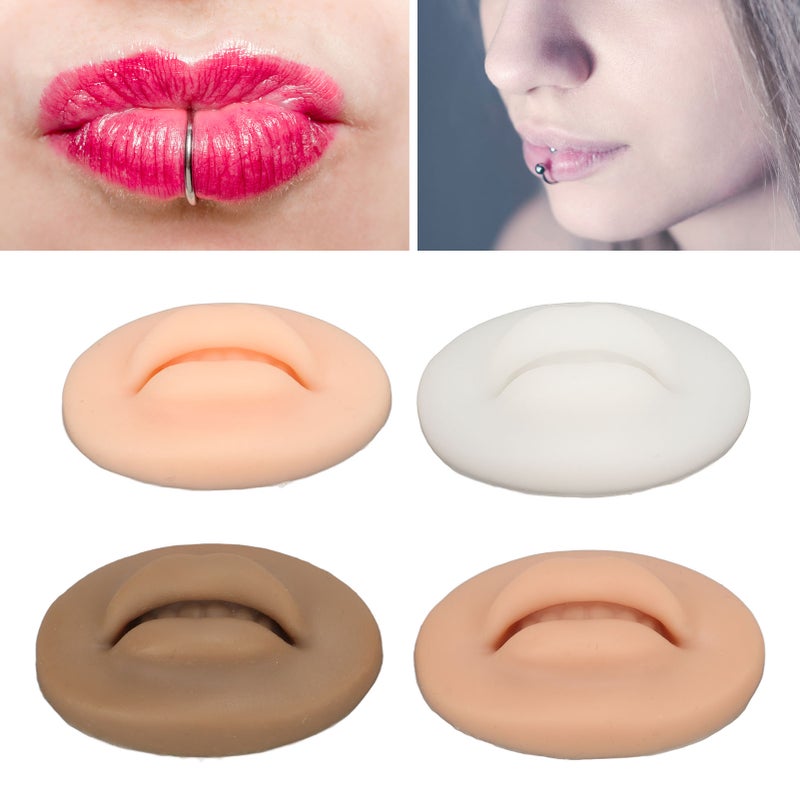 4 Pcs Silicone Lip Model Light Dark Black Translucent Color Soft Flexible 3D Silicone Lips for Tattoo Practical - Image 5