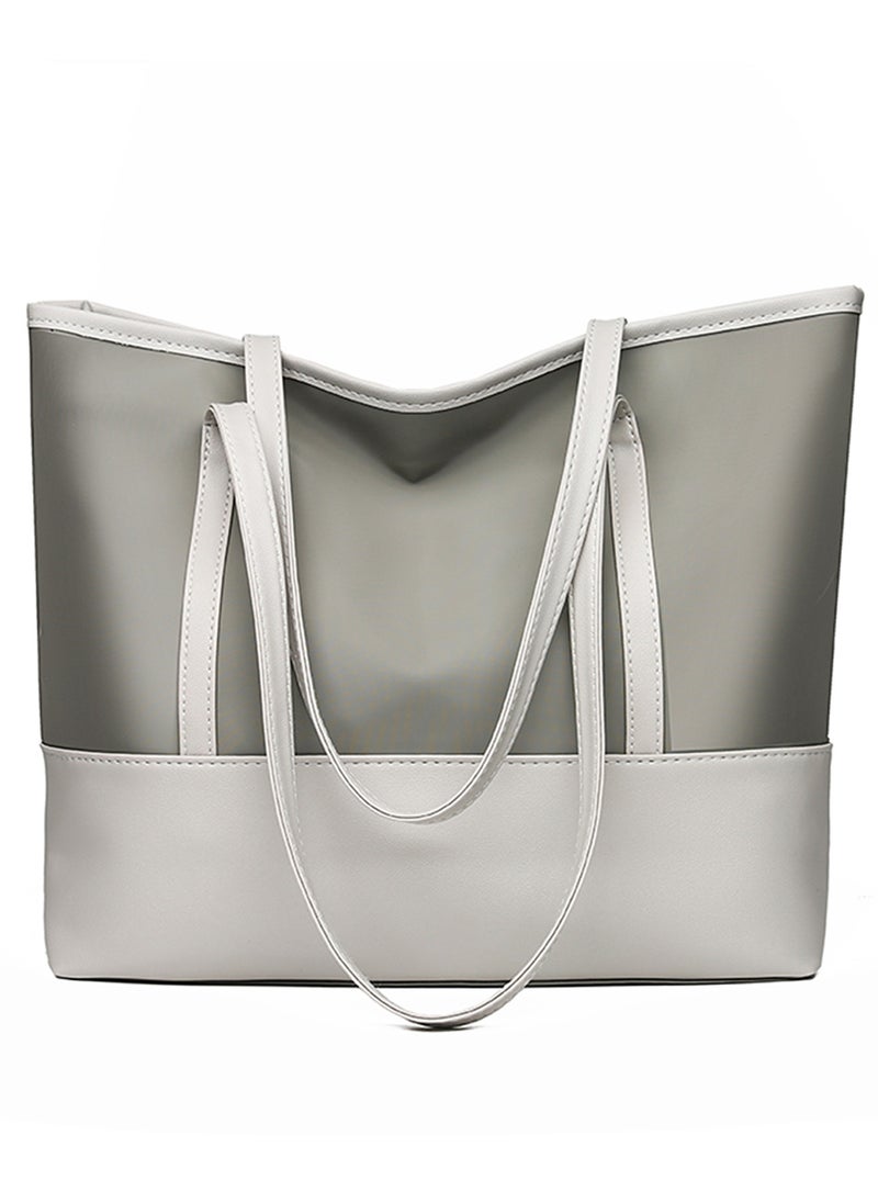 Qiccijoo Women Tote Bags,Stylish Simplicity Shoulder Bags,Handbags with Zipper for Daily Work Travel School Shopping Casual (Grey)