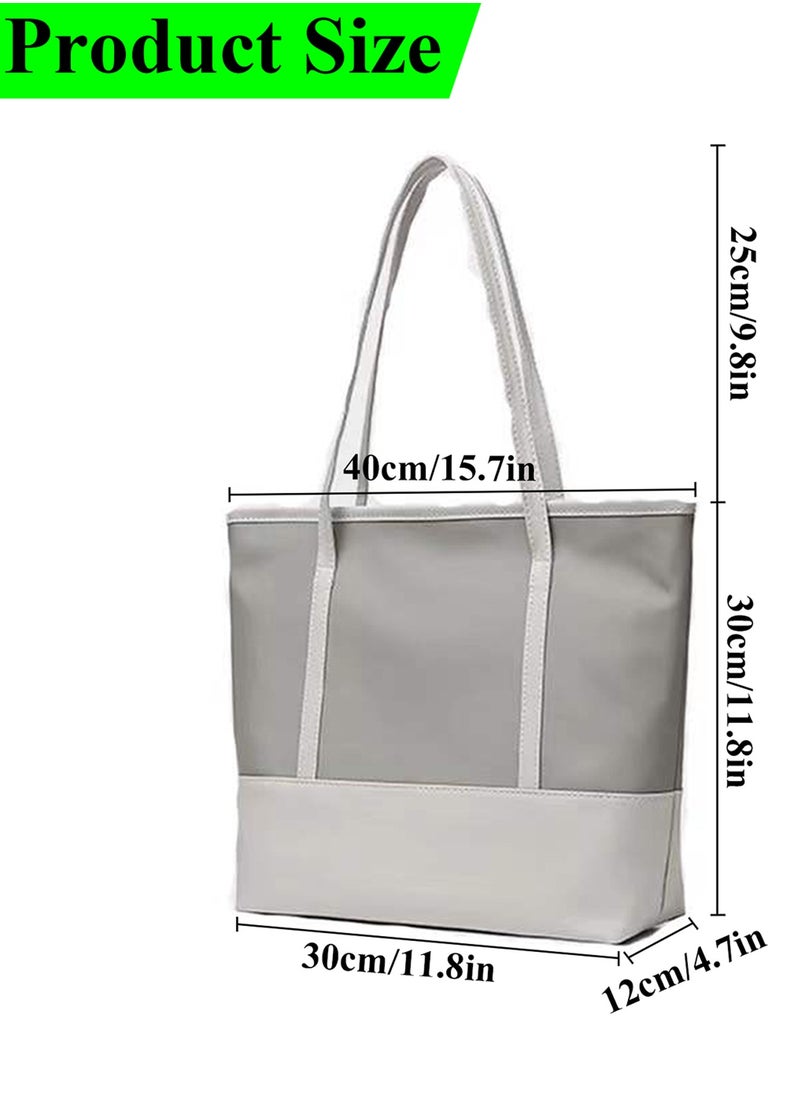 Qiccijoo Women Tote Bags,Stylish Simplicity Shoulder Bags,Handbags with Zipper for Daily Work Travel School Shopping Casual (Grey)