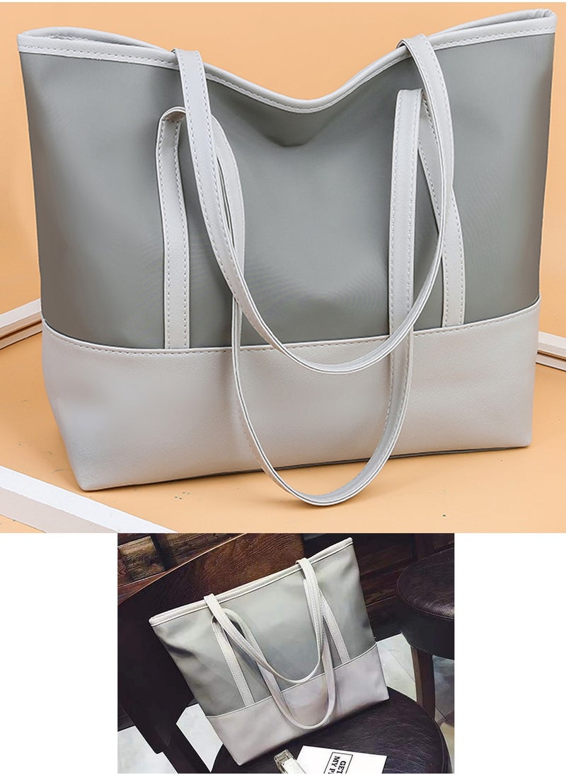 Qiccijoo Women Tote Bags,Stylish Simplicity Shoulder Bags,Handbags with Zipper for Daily Work Travel School Shopping Casual (Grey)