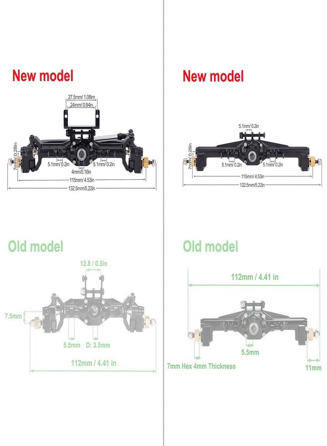 AMK TRX4M Portal Axles Extended 20mm, 109.6g CNC Aluminum TRX4M Front & Rear Axle Set with Two Servo Mounts for 1/18 RC CrawlerCar TRX4M Axle Upgrade Parts - Image 5