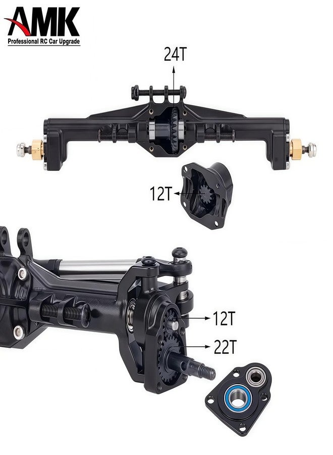 AMK TRX4M Portal Axles Extended 20mm, 109.6g CNC Aluminum TRX4M Front & Rear Axle Set with Two Servo Mounts for 1/18 RC CrawlerCar TRX4M Axle Upgrade Parts - Image 4