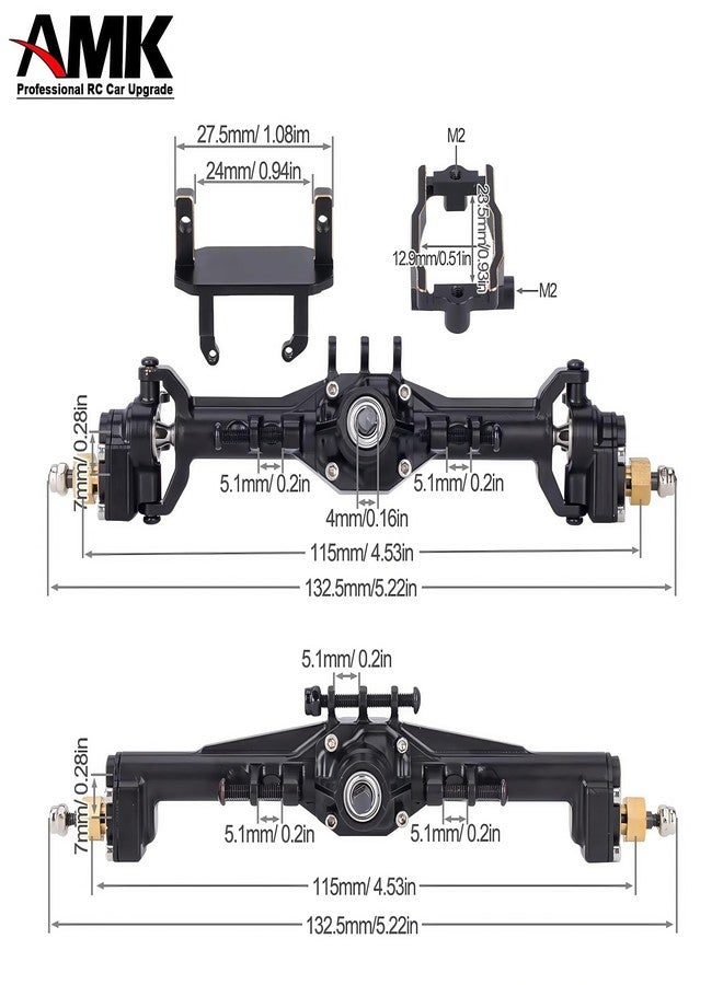 AMK TRX4M Portal Axles Extended 20mm, 109.6g CNC Aluminum TRX4M Front & Rear Axle Set with Two Servo Mounts for 1/18 RC CrawlerCar TRX4M Axle Upgrade Parts - Image 3