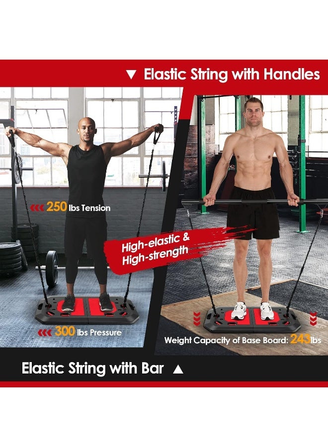 Goplus Goplus 34 Inch Push up Board, Portable Home Gym with Elastic Bands, Push up Stand Handles, Pilate Bar, Drawstring Bag, Foldable Workout Equipment for Men Women Strength Training, Full Body Workout  - Image 2