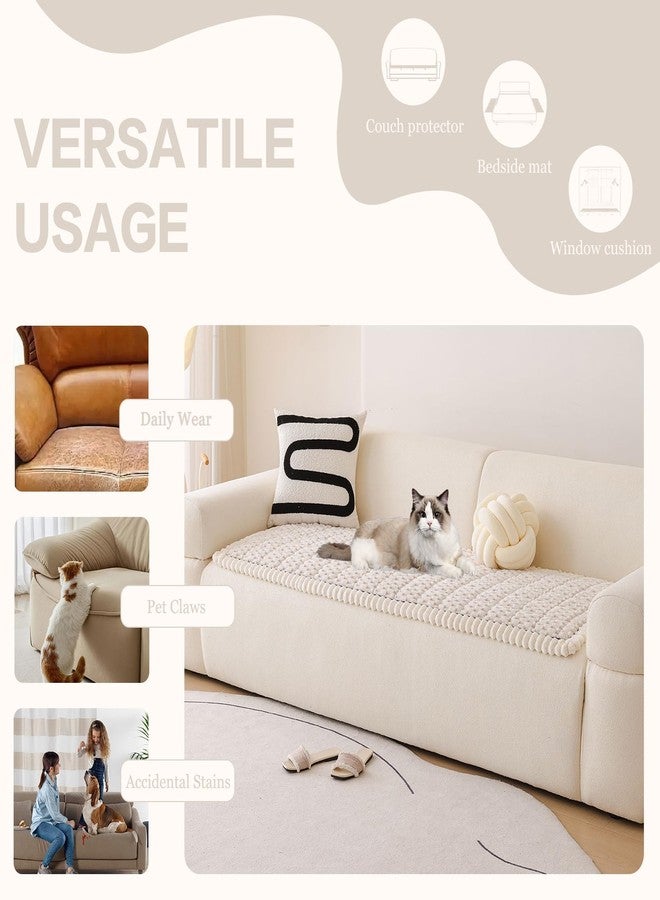 DREAMINGO Pet Couch Covers for Sofa Non Slip Fuzzy Dog Sofa Covers Washable Geometric Jacquard Couch Cushion Protector Beige Pet Bed Mat 27.6x59.1 Inch - Image 5