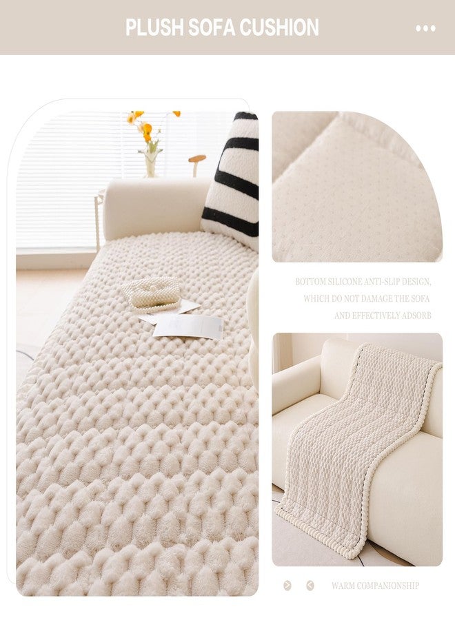 DREAMINGO Pet Couch Covers for Sofa Non Slip Fuzzy Dog Sofa Covers Washable Geometric Jacquard Couch Cushion Protector Beige Pet Bed Mat 27.6x59.1 Inch - Image 4