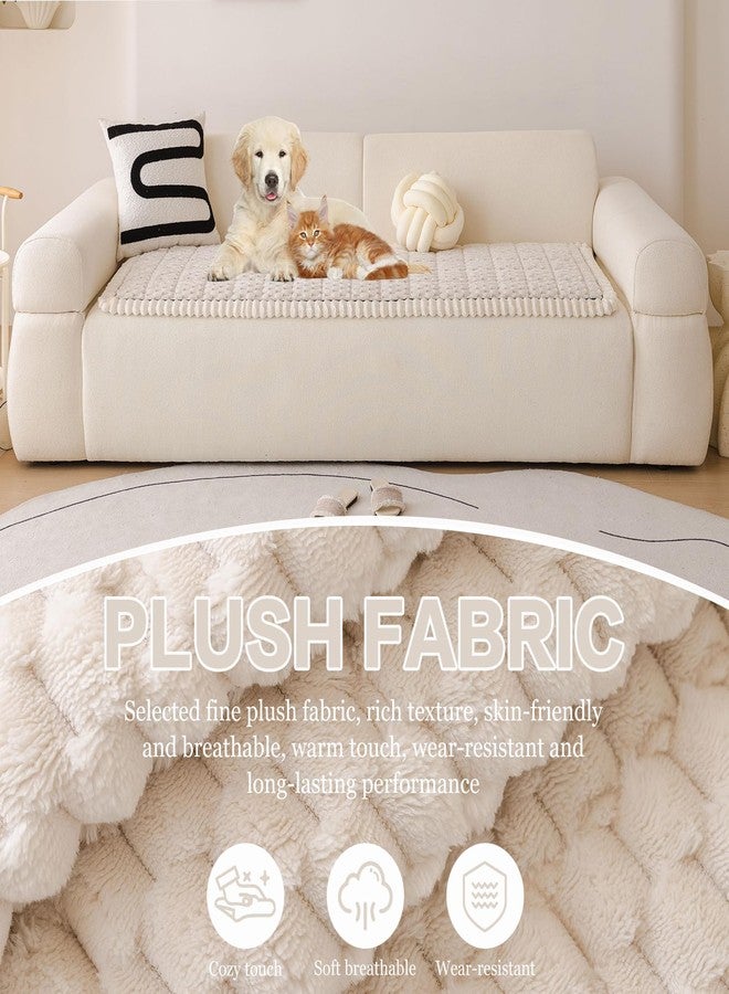 DREAMINGO Pet Couch Covers for Sofa Non Slip Fuzzy Dog Sofa Covers Washable Geometric Jacquard Couch Cushion Protector Beige Pet Bed Mat 27.6x59.1 Inch - Image 2