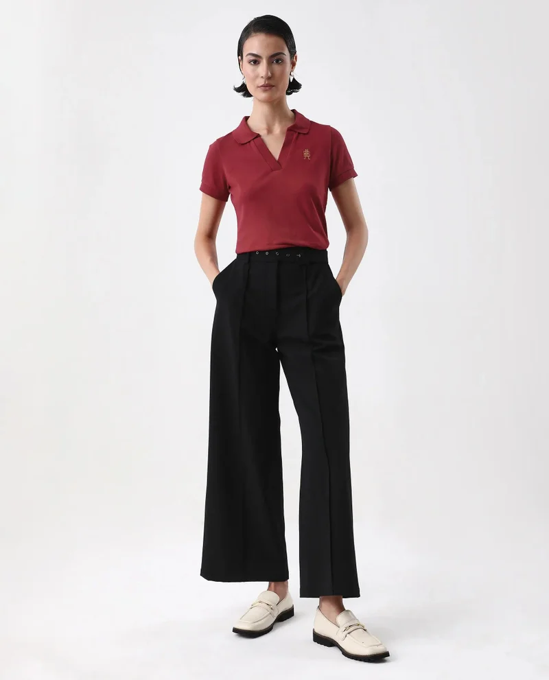 Rareism Women's Cotton Lycra Polo With Classic Collar