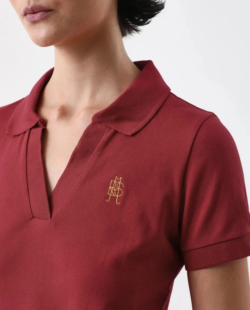 Rareism Women's Cotton Lycra Polo With Classic Collar