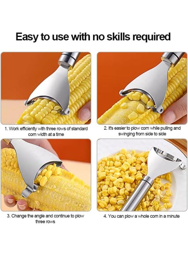 Beauenty Corn Peeler, Stainless Steel Corn Kernel Remover with Ergonomic Non Slip Grips and Hanging Hook, Planer Cutter Tool for Potato Vegetable And Fruit, Kitchen Gadget, Easy to Use and Wash, Silver - Image 4