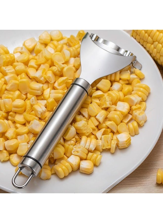 Beauenty Corn Peeler, Stainless Steel Corn Kernel Remover with Ergonomic Non Slip Grips and Hanging Hook, Planer Cutter Tool for Potato Vegetable And Fruit, Kitchen Gadget, Easy to Use and Wash, Silver - Image 3