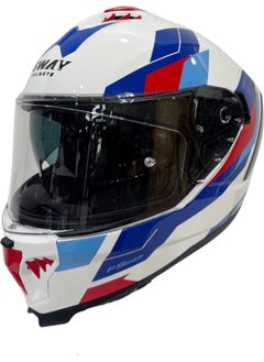 sway Helmet Sw 865 Titan White Blue Red With Sunglasses  - Image 2