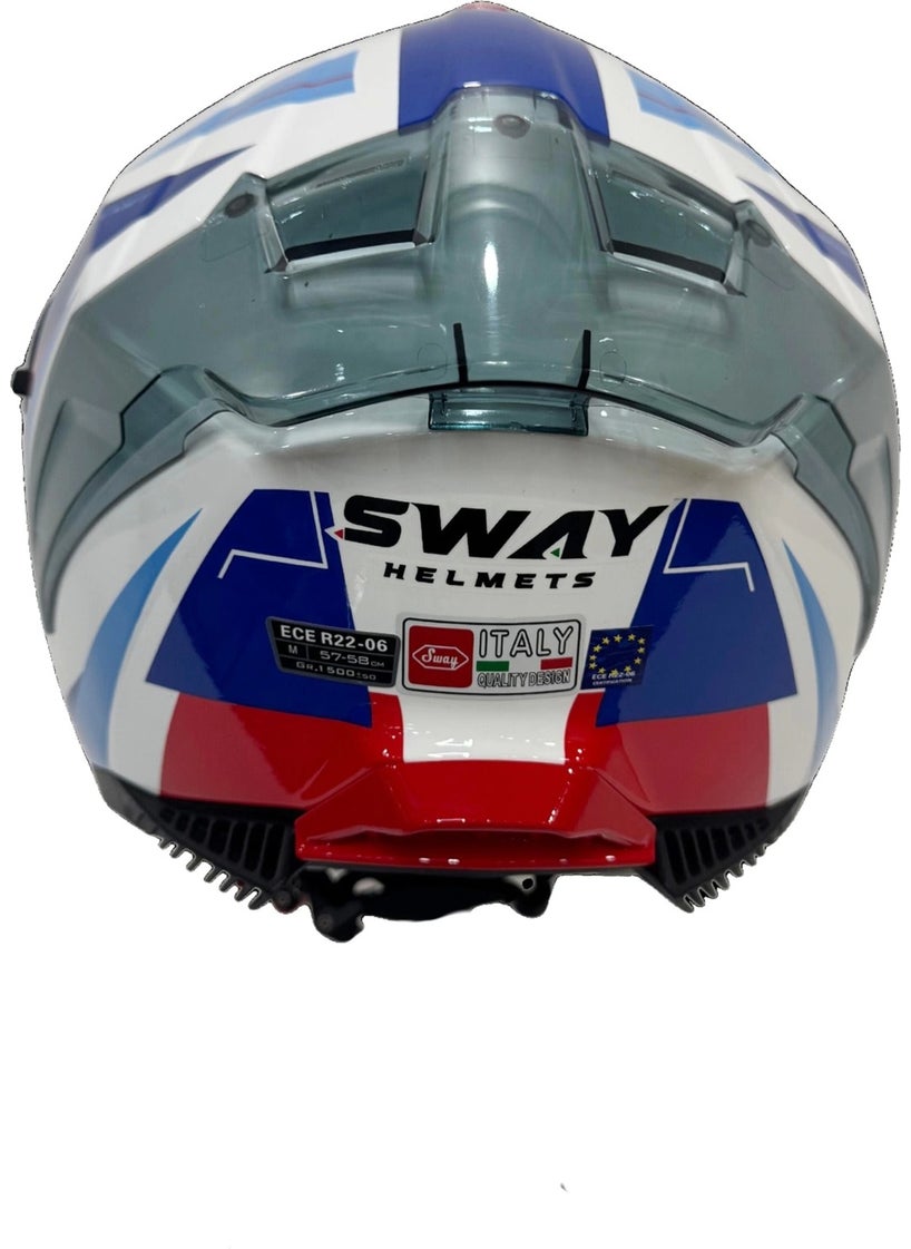 sway Helmet Sw 865 Titan White Blue Red With Sunglasses  - Image 5
