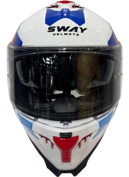 sway Helmet Sw 865 Titan White Blue Red With Sunglasses  - Image 3