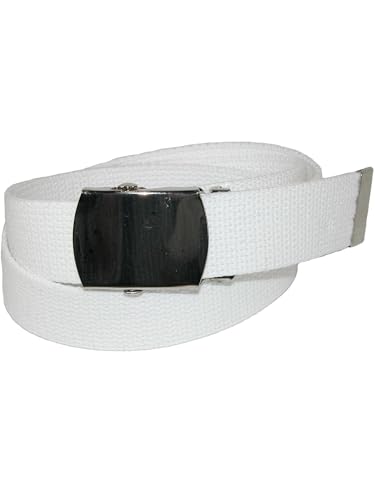 CTM Cotton Adjustable Belt with Nickel Buckle, White - Image 4