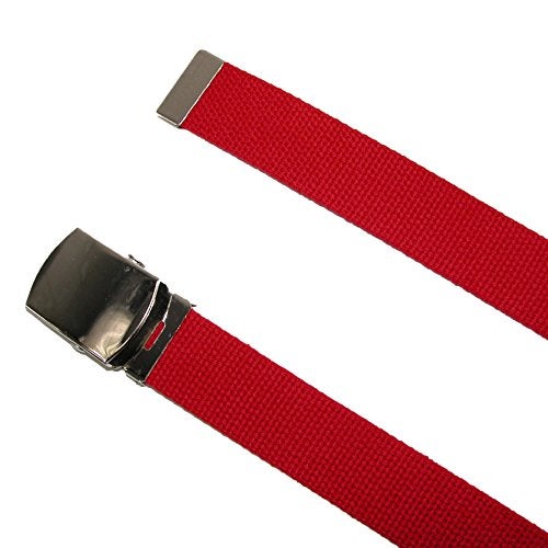CTM Cotton Adjustable Belt with Nickel Buckle, White - Image 2