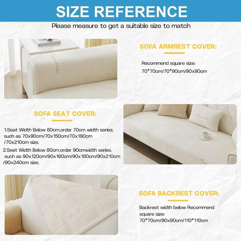 LINGKY Velvet Sofa Cover - Cream - Image 3