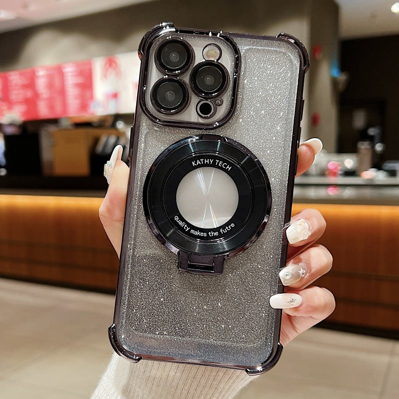 Suitable for Samsung S26Ultra Electroplated Four-Corner Airbag Phone Case S25 Glitter Magnetic Stand S24Fe Anti-Fall Cover - Image 1