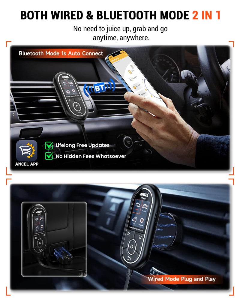 Ancel BD320 OBD2 Scanner for VW Audi Skoda Seat All System Diagnostic Tool with EPB/Throttle/Oil Reset, Check Engine Code Reader for All 1996 & Newer Cars, Bluetooth & Wired 2 in 1 Scan Tool - Image 4