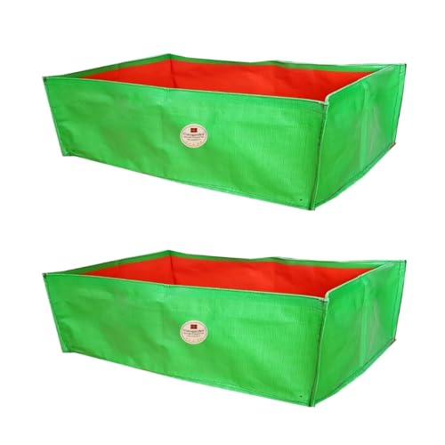 cocogarden Green Grow Bags 36X12X12 inch (Pack of 2) | HDPE UV Protected | Rectangular Grow Bags Home Gardening | Leafy Fruits Vegetable Plants Growing Bags for Terrace Gardening Setup - Image 1