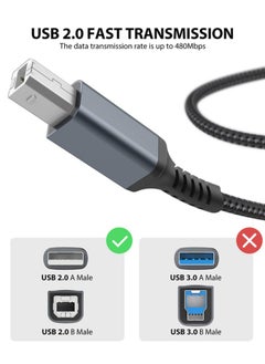 Chixing Printer Cable, 1.5m USB Printer Cord 2.0 Type A Male to B Male Cable Scanner Cord High Speed Compatible with HP, Canon, Dell, Epson, Lexmark, Xerox, Samsung and More (Grey)  - Image 4