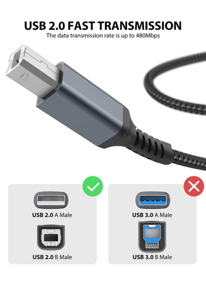chixing كابل طابعة، سلك طابعة USB بطول 1.5 متر 2.0 نوع A ذكر إلى B ذكر كابل ماسح ضوئي عالي السرعة متوافق مع HP وCanon وDell وEpson وLexmark وXerox وSamsung والمزيد (رمادي)  - Image 4