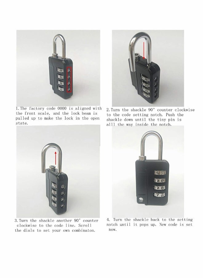 Luggage Locks, 5 Pcs Travel Suitcase Lock, 4 Digit Combination Padlocks for School Gym Lockers, Tool Boxes, Fences, Buckle Cabinets, Safe Resettable Combination Lock - Image 3