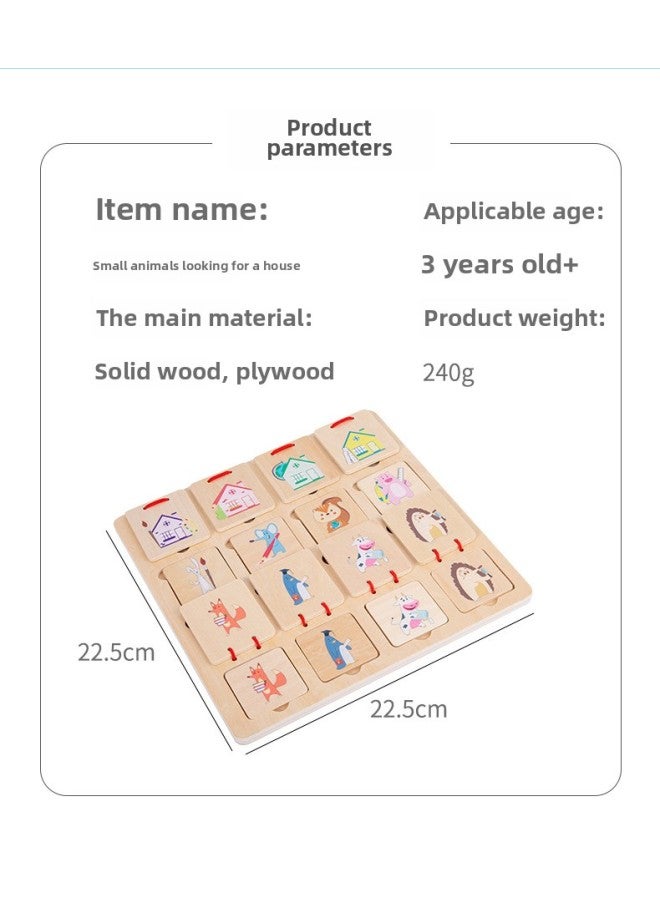 Baby Children's Educational Early Education Matching Puzzle Toddler Montessori Early Education Animal Looking For House Puzzle Creative Wooden Toys-Color:Animal House Matching - Image 3