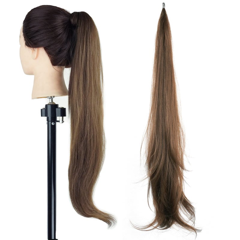 IMISSU Hair Extension Pony Tail Flexible Hair Ponytails Hairpieces Solid Brown - Image 2