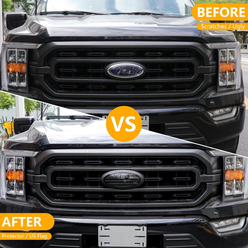 RERPRO 9.5" Front Grill Rear Tailgate Emblem Cover Trim Compatible with 2015-2023 Ford F150 Exterior Accessories Decor Overlay American Flag Oval Emblem Protector Decoration Decal 2 Pack - Image 3