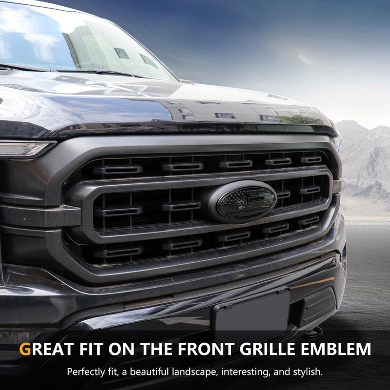 RERPRO 9.5" Front Grill Rear Tailgate Emblem Cover Trim Compatible with 2015-2023 Ford F150 Exterior Accessories Decor Overlay American Flag Oval Emblem Protector Decoration Decal 2 Pack - Image 5