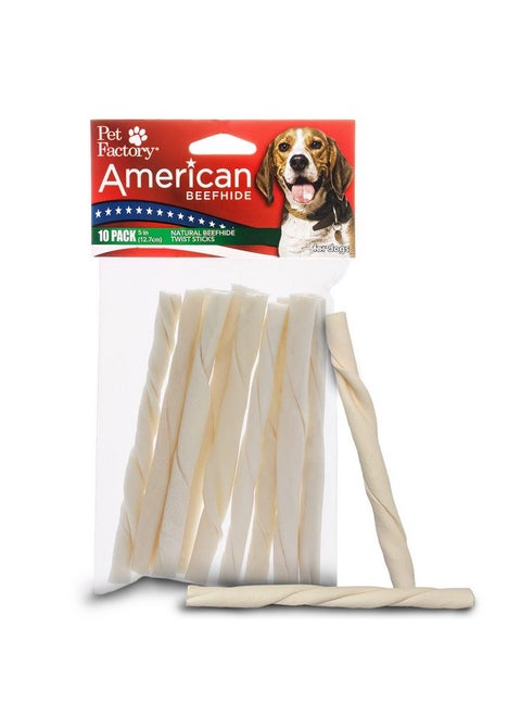 حلوى مضغ للكلاب من Pet Factory American Beefhide مقاس 5 بوصات - نكهة طبيعية، 10 قطع/عبوة واحدة