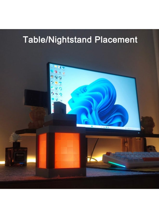 إي سي لوكس مصباح ليلي بتصميم بكسل على شكل فانوس، هدية رمضان 2026، مصباح فانوس معلق بتقنية LED يتغير لونه إلى 16 لونًا، مستوحى من لعبة ماينكرافت - مصباح ليلي قابل لإعادة الشحن يُثبت على الحائط أو يوضع على الطاولة، مثالي للاعبين والأولاد والبنات وغرف نوم الرجال وديكور جدران غرف الألعاب. - Image 3