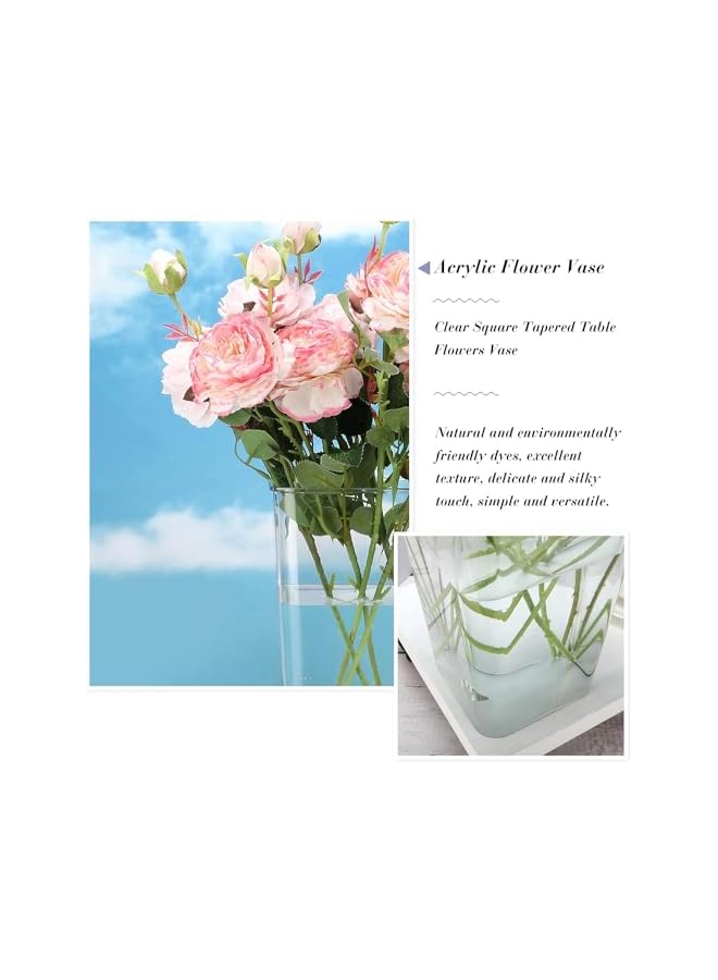 The Bros 2 Pack Flower Vase Acrylic Vase,Break Resistant Tall Rectangle Vase,Clear Vase for Table Wedding Home Kitchen Florist Arrangements - Image 4