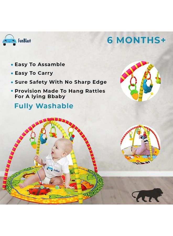 FunBlast سجادة لعب جيم للأطفال - سجادة قابلة للطي مع جرس معلق - سجادة لعب قابلة للغسل للأطفال من 6 أشهر فما فوق (متعددة الألوان) - Image 3