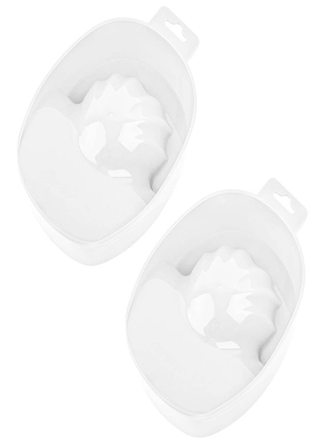 Framendino, 2 Pack White Nail Soak Tray Manicure Bowl Soaker Bowls - Image 1