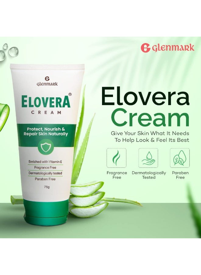 Elovera Moisturising Cream 75g | For Dry Skin | with Aloe Vera & Vitamin E | Protects, Nourishes and Repairs Skin | Paraben Free | Fragrance Free (Pack of 2) - Image 4